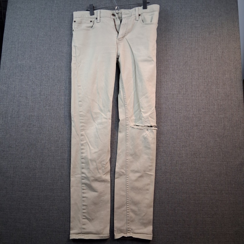 Levis 511 Slim Fit Pants Mens 34x36 Tan Khaki Distressed Rip Knee